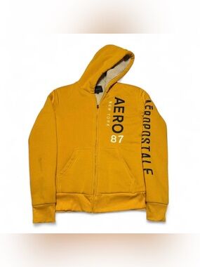 aeropostale yellow sherpa-lined zip up jacket - M